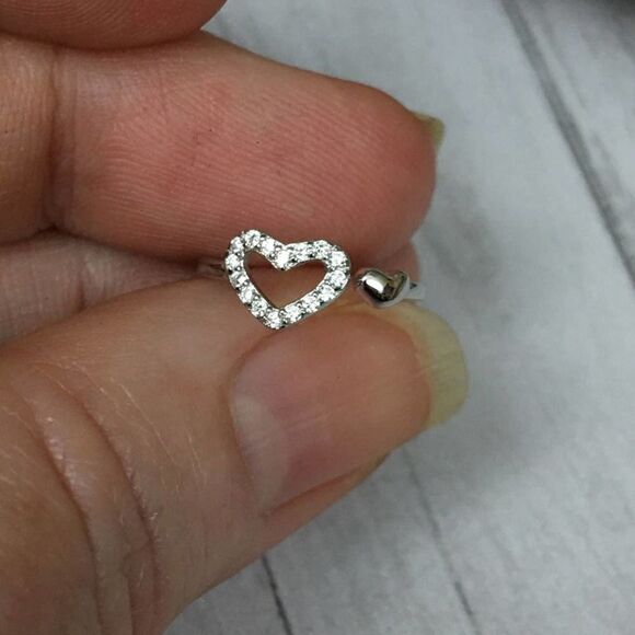 Sterling Silver CZ Heart Toe Ring Midi Ring - Picture 3 of 4